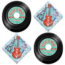 50s Party Decorations - Record Paper Plates, Rock N Roll Napkins, Checkered Dine - £12.21 GBP+