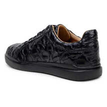 Belvedere Kingstone Genuine Pirarucu Leather Lace Up Sneakers Black Br02 image 4