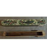 Vintage KhatamKari Wooden Pen &amp; Pencil Box W/ Hand Painted Birds - $655.18 MXN