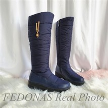  metal decoration shoes for woman round toe wedged elegant women s boots winter working thumb200