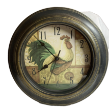Round Rooster 12&quot; Dia Wall Clock Secondhand Rustic Country Farmhouse AA Battery - £13.49 GBP