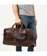 Handmade Full-Grain Leather Duffle Bag: Brown Vintage Weekender - $7,291.32 MXN