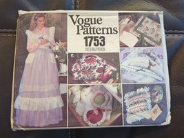 Vogue Patterns # 1753 Uncut Misses&#39; Apron And Gift Items Pillows 48 Pieces - £10.64 GBP