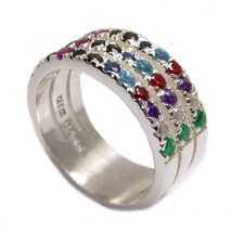 Kabbalah Ring with Priestly Breastplate Stones Hoshen Three Rows Silver 925 Gift - £178.84 GBP