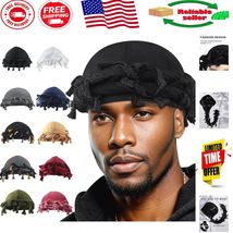 Vintage Twist Halo Turban - Satin Lined Durag with Braided Tail, 21.25&#39;&#39;... - $280.49 MXN