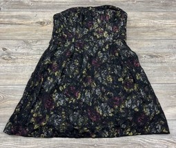 Free People Women&#39;s Strapless Dress Size 12 Lace Floral Sweetheart Black Pink - £13.23 GBP