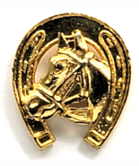 Horse Head Horseshoe Pin Gold Tone Equestrian Lucky Charm Western Riding... - $239.74 MXN