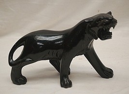 Hand Carved Wooden Black Panther Figurine - £39.56 GBP