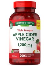 Nature&#39;s Truth Apple Cider Vinegar Capsules | 1200mg | 200 Pills | Extra Strengt - £27.96 GBP