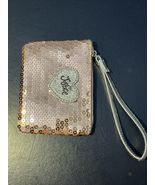 Justice Girl&#39;s Rose Gold Sequin Zipper Wrist Wallet Coin Purse Handle 4.... - €11,86 EUR