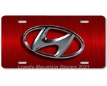 Hyundai &quot;3D&quot; Logo Inspired Art on Red FLAT Aluminum Novelty License Tag ... - $17.99
