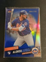 2019 Topps Finest Blue Refractor #4/150 Pete Alonso #44 Rookie RC Mets - £58.98 GBP