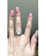925 Silver Adjustable Ring White Oval Jadeite Ring Jade Ring Silver Ring... - $115.09 CAD