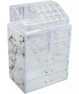 Cosmetic Makeup and Jewelry Storage Organizer Case Display Marble Print ... - $65.99
