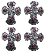 4 Conchos Rhinestone Horse Saddle Western Rodeo Bridle Cross CO399 - $24.74