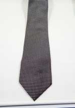Lands End Men&#39;s 100% Silk Necktie Handsewn in USA Navy White Red Foulard Pattern - £5.58 GBP