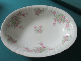 Antique Waldershof Bridal Rose Germany Oval Vegetable Bowl 2 X 8 X 10&quot; - £50.89 GBP