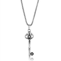 Men&#39;s Vintage Cross Crown Key Pendant Stainless Steel Box Chain Necklace... - $47.04