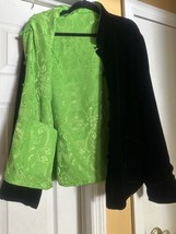 Chinese Tang Jacket  XXXL Mandarin Collar Green Satin Velvet Reversible ... - £23.91 GBP