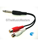 6&quot; inch 1/4&quot; Male Mono Plug to Dual RCA Jacks (F) Premium Audio Cable Wi... - $8.92