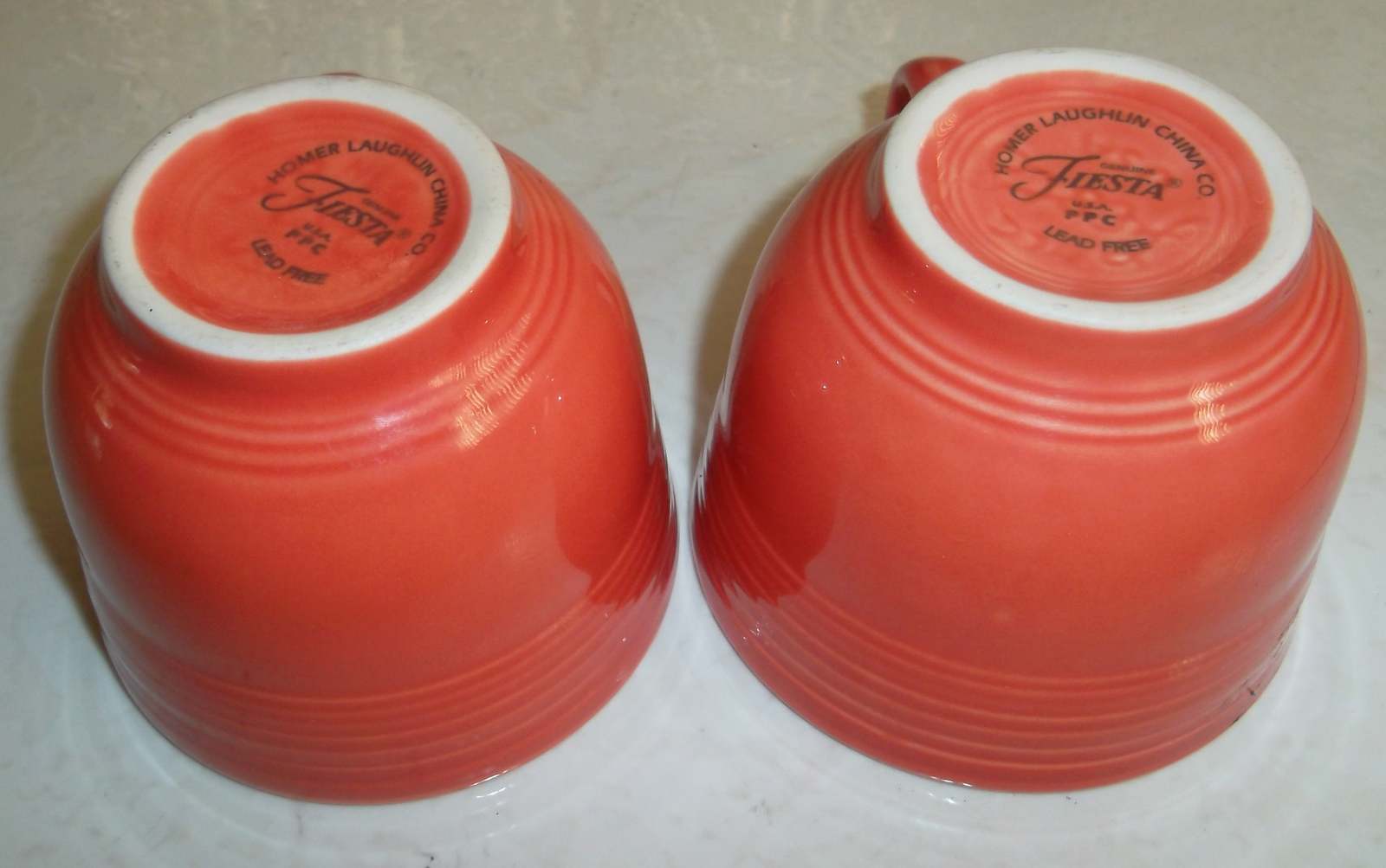 Fiesta (2) Small Mugs, Cups in Mango Red Color Ceramic Mugs by Homer Laughlin- L Item image 2