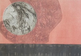 1968 Signed &amp; Original Ruth Ensign 8/10 “Red Omen” Collograph Etching Art Print - £252.42 GBP