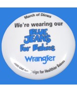 90s Vintage Wrangler March Of Dimes Blue Jeans For Babies Lapel Pin 2&quot; - £4.74 GBP