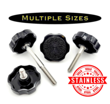 1/4&quot;-20 Thumb Screw Bolts Black Round 6 Point Plastic Clamping Knob SS 4 Pack - £9.31 GBP+