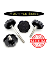 1/4&quot;-20 Thumb Screw Bolts Black Round 6 Point Clamping Knob Stainless 4 ... - £9.16 GBP+