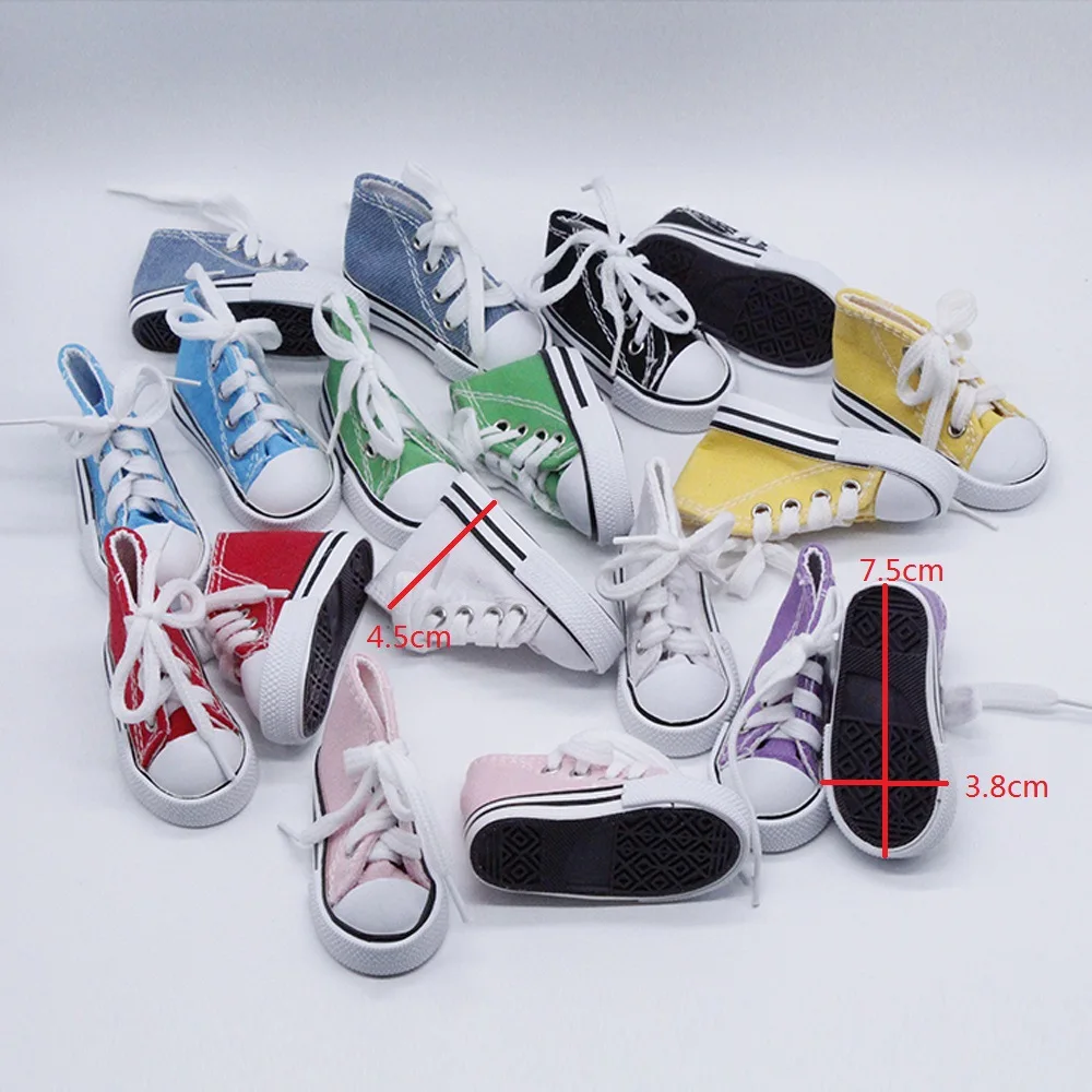 Play 10 Color Aorted 7.5cm and 5cm Canvas Shoes For BJD Doll Fashion Mini Toy Sh - £23.09 GBP