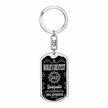 World&#39;s Greatest Dad Dog Tag Pendant Keychain Stainless Steel or 18k Gold - £35.19 GBP