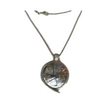 Vintage Mosaic Shell Silver Plated Pendant Necklace - £15.72 GBP