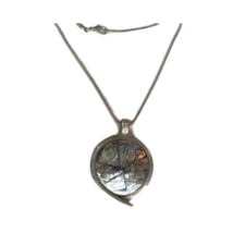 Vintage Mosaic Shell Silver Plated Pendant Necklace - $19.99