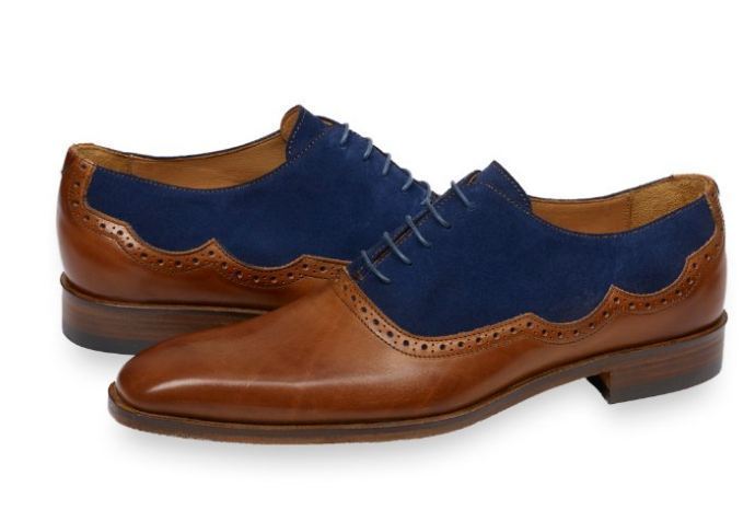 New Handmade Men two tone formal shoes, Men navy and brown dress shoes