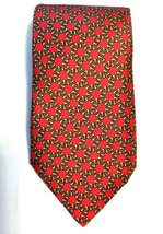 Hermes Paris Vintage Mens 100% Silk Neck Tie 7546 SA Red with Chain Pattern - £67.85 GBP