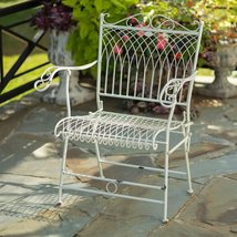 Zaer Ltd. Victorian Style Folding Patio/Garden Metal Armchair (Antique White) - £199.33 GBP