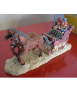 Brinnco Resin Horse Drawn Carriage with People Figurine 3&quot; Tall - £13.93 GBP