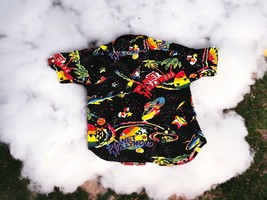 Vintage 90s Planet Hollywood Space ZEN Hawaiian Shirt All Over Print Large - $73.52