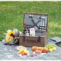 Brexton Collection Saks Fifth Ave VTG English Style Picnic Basket service for 4 - £238.43 GBP