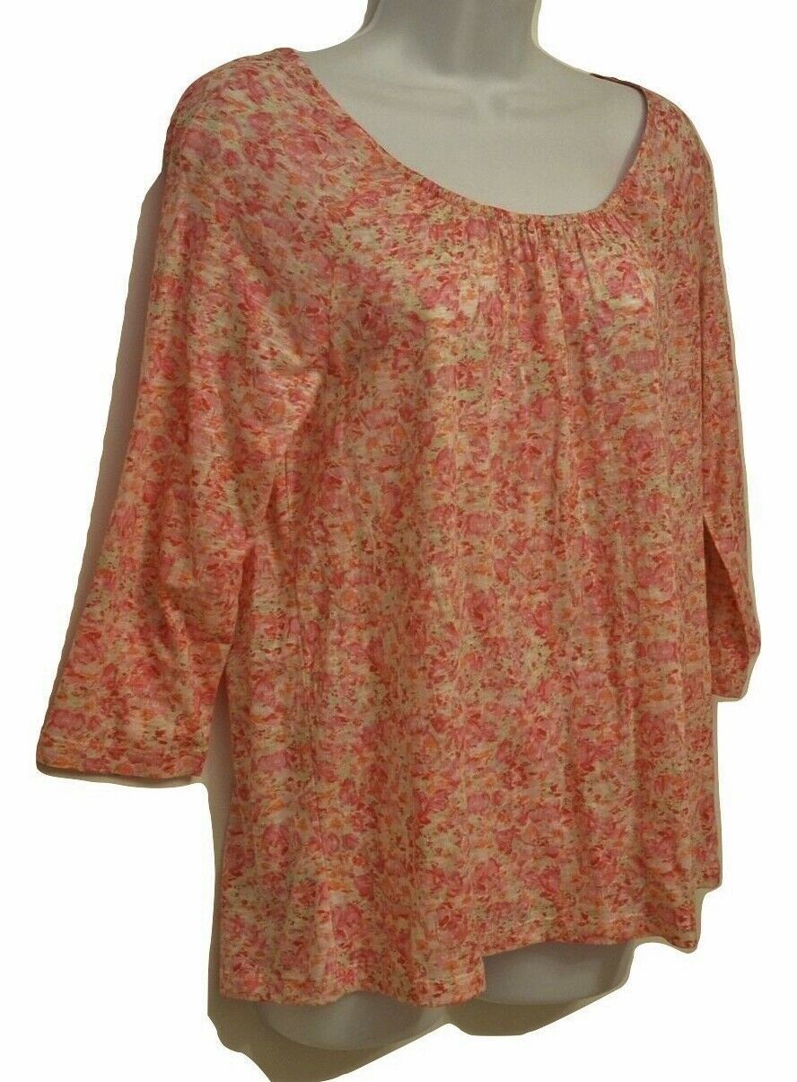 J Jill Top Sz Small Pink Orchid Floral Blouse Peasant Shirt Relax NEW Ma... - $49.00