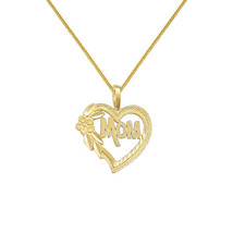 Precious Stars 14k Yellow Gold &#39;Mom&#39; Floral Heart Pendant Necklace - $253.80+