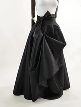 BLACK Pleated Taffeta Skirt Women Plus Size A-line Maxi Skirt Prom Party Outfit image 3