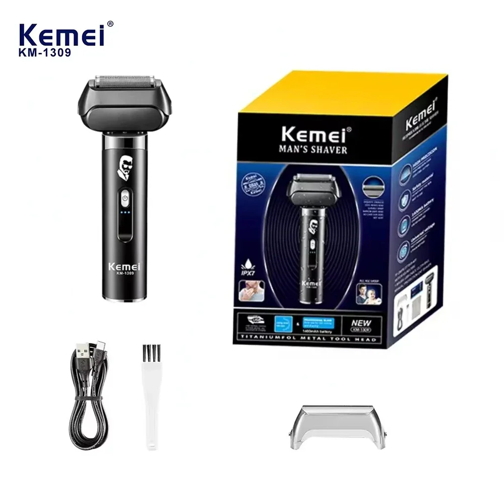 Kemei Cordless Safety Razor 4-Blade Professional IPX7 Beard Trimmer Portable - £30.33 GBP+