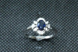 Silber Blau Saphir Ring Natürlich Blauer Versprechen 5x7 MM Ovaler - £30.49 GBP
