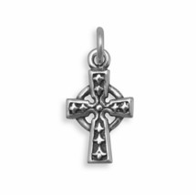 Oxidized Celtic Cross Charm Unique Catholic Neck Pendant 925 Silver Unisex Gift - £16.35 GBP