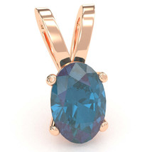 Lab-Created Alexandrite Oval Solitaire Pendant In 14k Rose Gold - £235.12 GBP