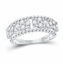 14kt White Gold Womens Round Diamond Oval Cluster Band Ring 3/4 Cttw - £700.41 GBP