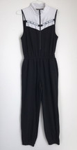 Gabrielle Union Jumpsuit Black White Zip Top Mock Neck Sleeveless Pocket Elastic - £17.80 GBP