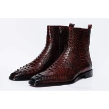 The Boss Burgundy Snake Zip-Up Leather Men Boot Limited Edition image 2