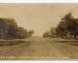 Main Street Looking West Mound Valley Kansas Real Photo Postcard Blank B... - £21.90 GBP